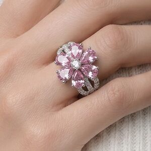 Size 7 Pink Floral Ring